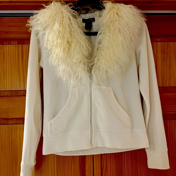 Boston Proper Tops - Boston Proper. Casual white sport jacket with attachable fur, size small